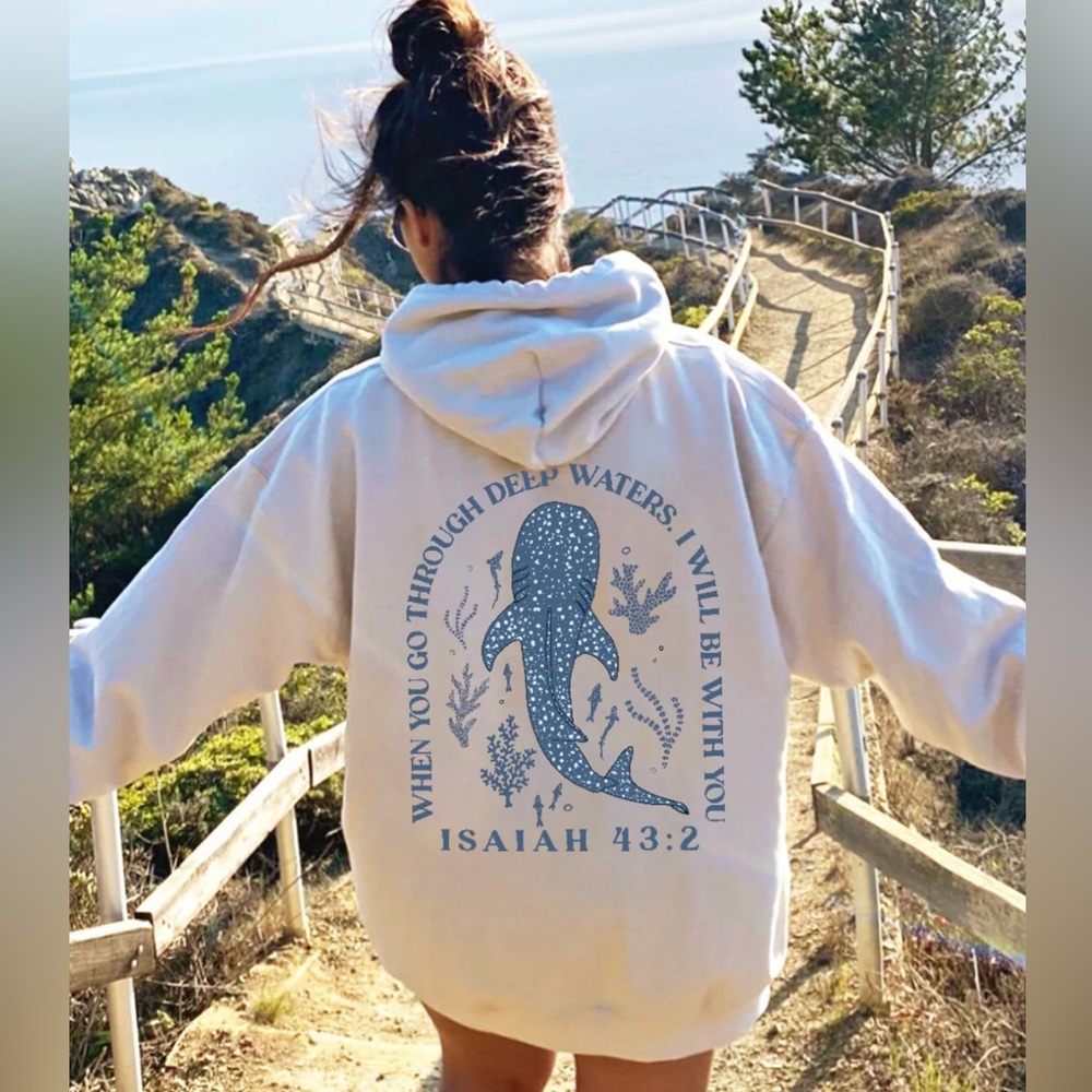 I Will Be With You Whale Skark Bible Verse Hoodie
